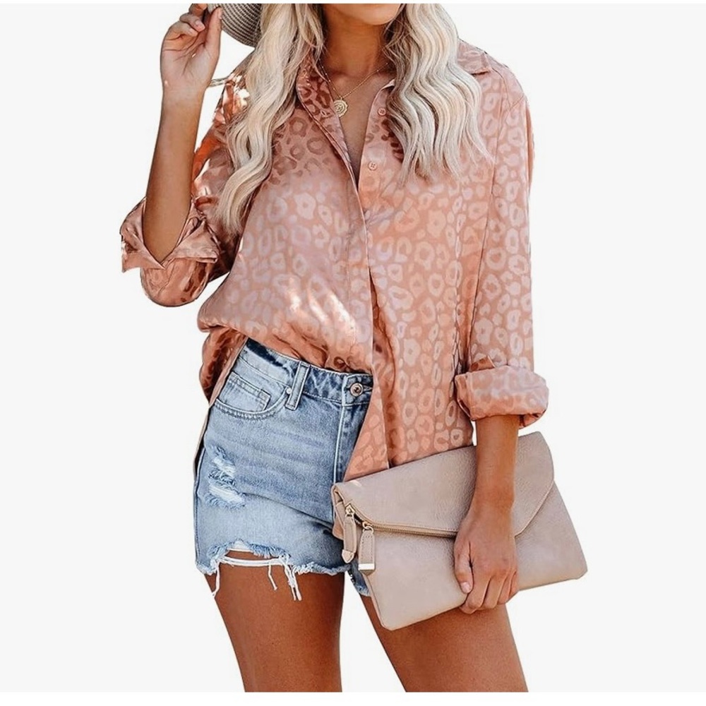 Women’s Satin Button Down Top